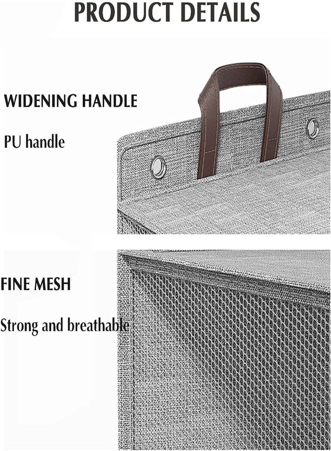 HELIMIX Wall Mounted Laundry Hamper Bag - Small Size (48x36x9 cm) Hanging Laundry Basket with Lid & Handle, Foldable Slim Dirty Clothes Storage Organizer for Bathroom, Bedroom & Dorm - Grey - Image 3